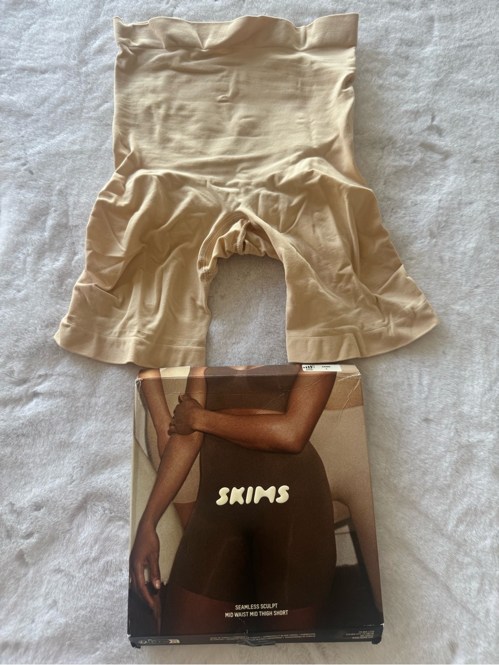 SKIMS Sculpting Mid-Waist Thigh Short in Beige